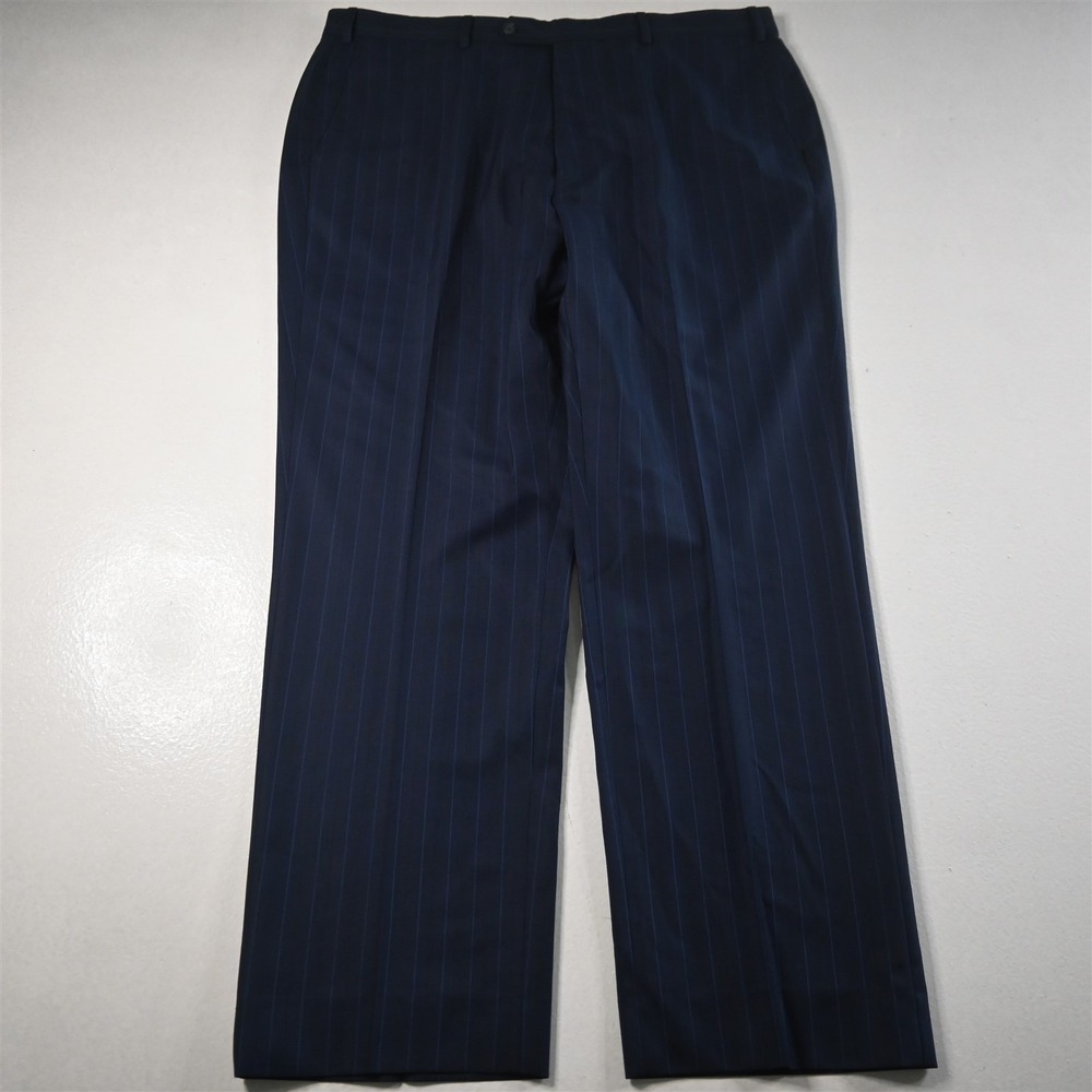 Vitale Barberis 36x30 Blue Striped 100% Wool Straight Dress‎ Mens Pants